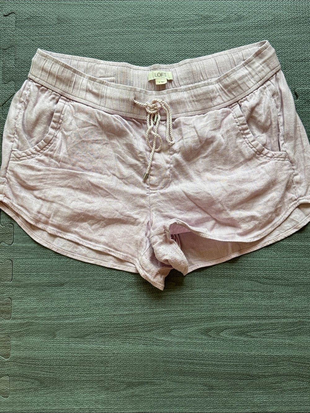 LOFT Light Pink Linen-Blend Drawstring Shorts - Women’s Size M